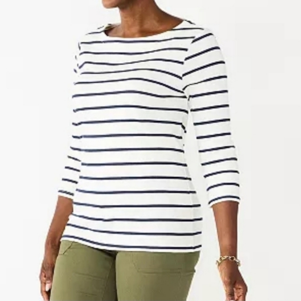CROFT & BARROW Striped Boatneck Top